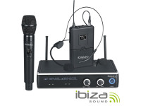  Ibiza Central Microfone s/ Fios 2 Canais UHF 863.9/864.9MHZ DR20UHF-HB 