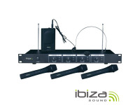  Ibiza  Central Microfone S/ Fios 4 Canais VHF 201.1/207.5MHZ VHF4 B-Stock 