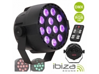Projector LED PAR Ibiza PROJETOR PAR C/ 12 LEDS RGB 3W ABS COMANDO MIC DMX 