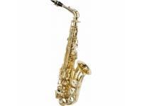 Saxofone alto OQAN OAS-615  Saxofón Alto en Eb.  Cuerpo y llaves: latón chapado en oro.  Resortes: acero endurecido. 