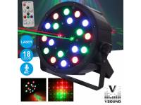 Projector LED VSOUND VSPROJPL18LA  
	Projector de Luz com 18 LEDS 1W RGB C/LASER DMX MIC FLAT
